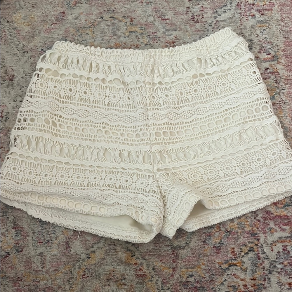 White crochet shorts